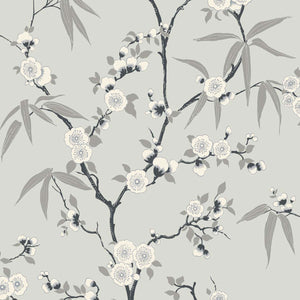 White Heron Floral Blossom Trail Wallpaper