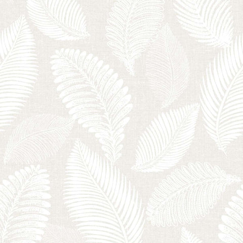 White Heron Tossed Leaves Wallpaper Sample Swatch