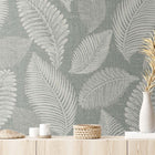 White Heron Tossed Leaves Wallpaper