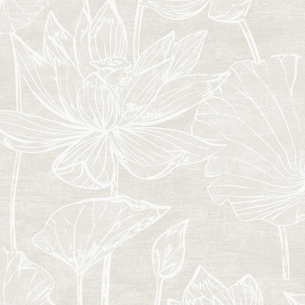 White Heron Water Lilies Wallpaper