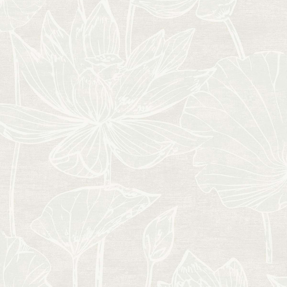 White Heron Water Lilies Wallpaper
