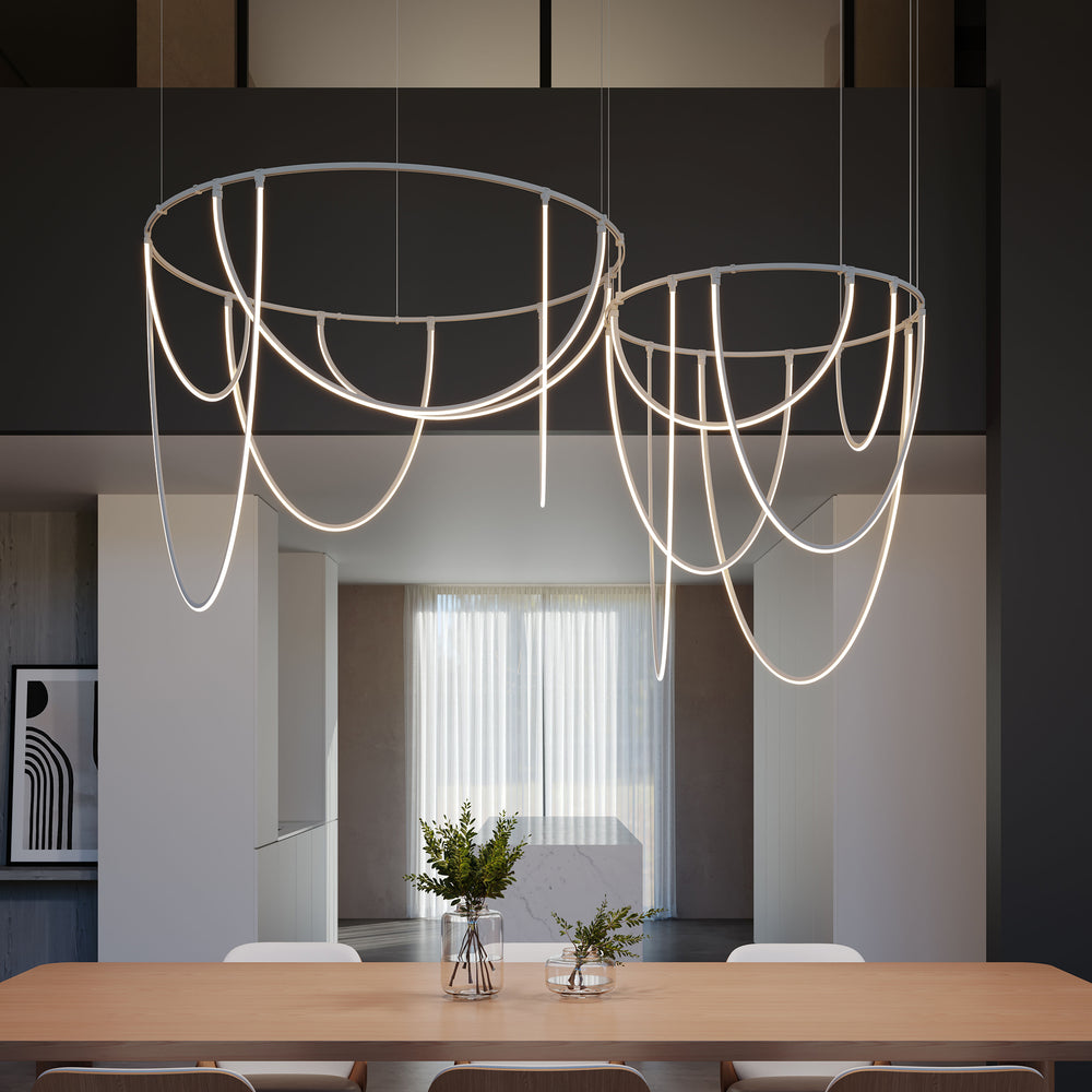 Suspenders 2-Bar Offset Ring Multi Light Pendant Light