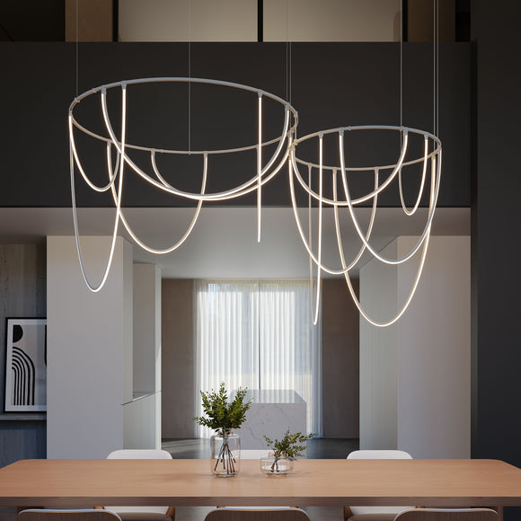 Suspenders 2-Bar Offset Ring Multi Light Pendant Light