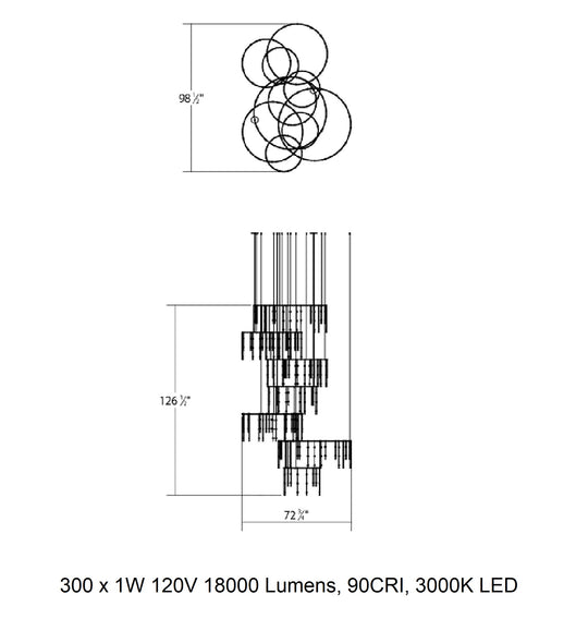 Suspenders Vertical Ring Matrix Multi Light Pendant Light with Crystal Ladder Luminaires