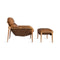 Alice Chaise Lounge Chair  option Caramelo Pull Up Leather cushion with Coffee Canvas sling Ottoman