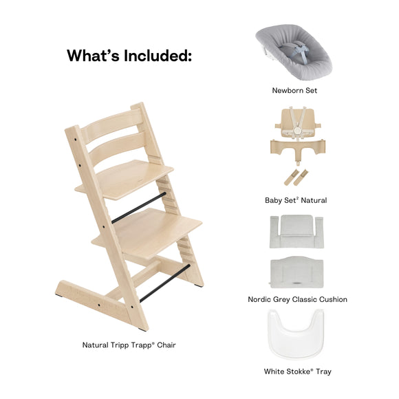 Tripp Trapp High Chair and Newborn Set with Tray