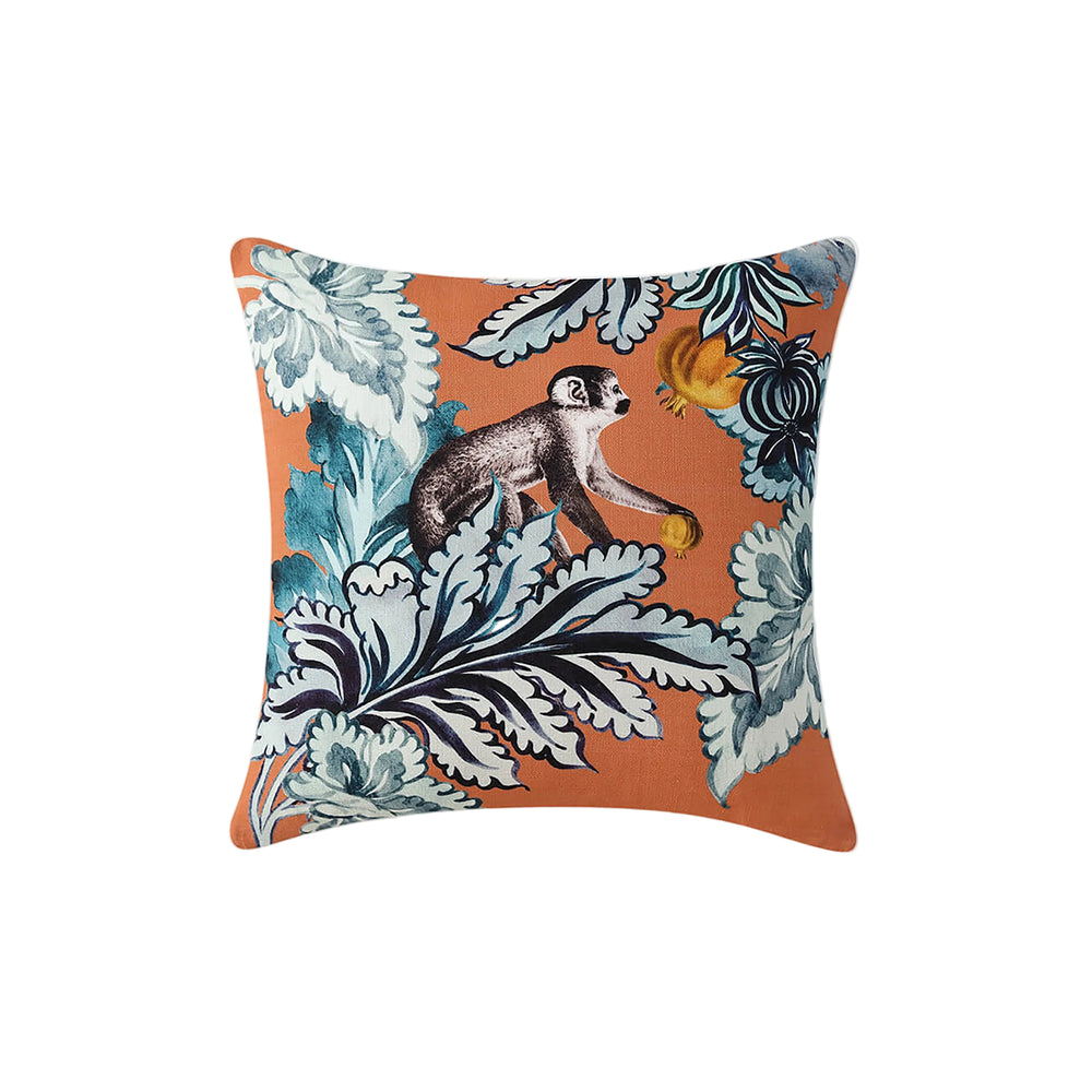 Damask Monkey Throw Pillow