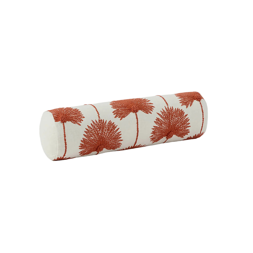 Palm Leaf Embroidered Bolster Pillow