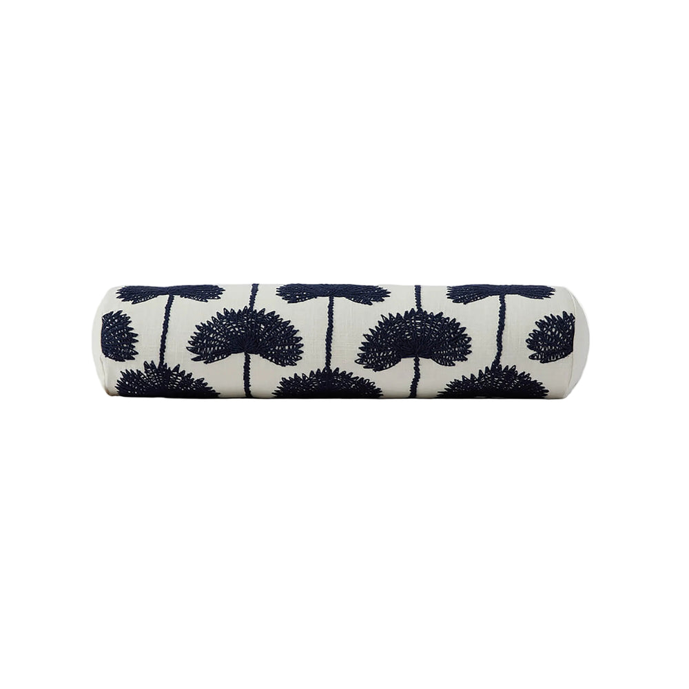 Palm Leaf Embroidered Bolster Pillow