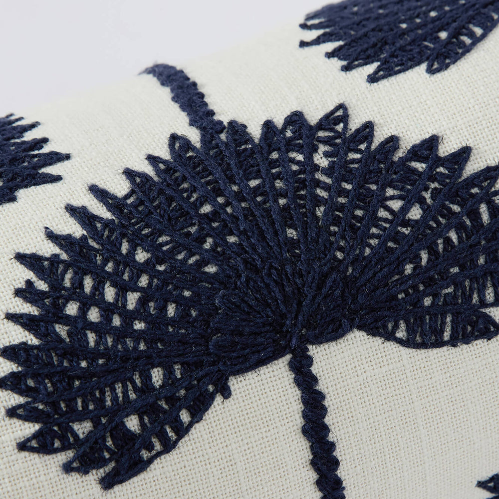 Palm Leaf Embroidered Bolster Pillow