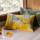 Velvet Watercolor Zebra Lumbar Pillow