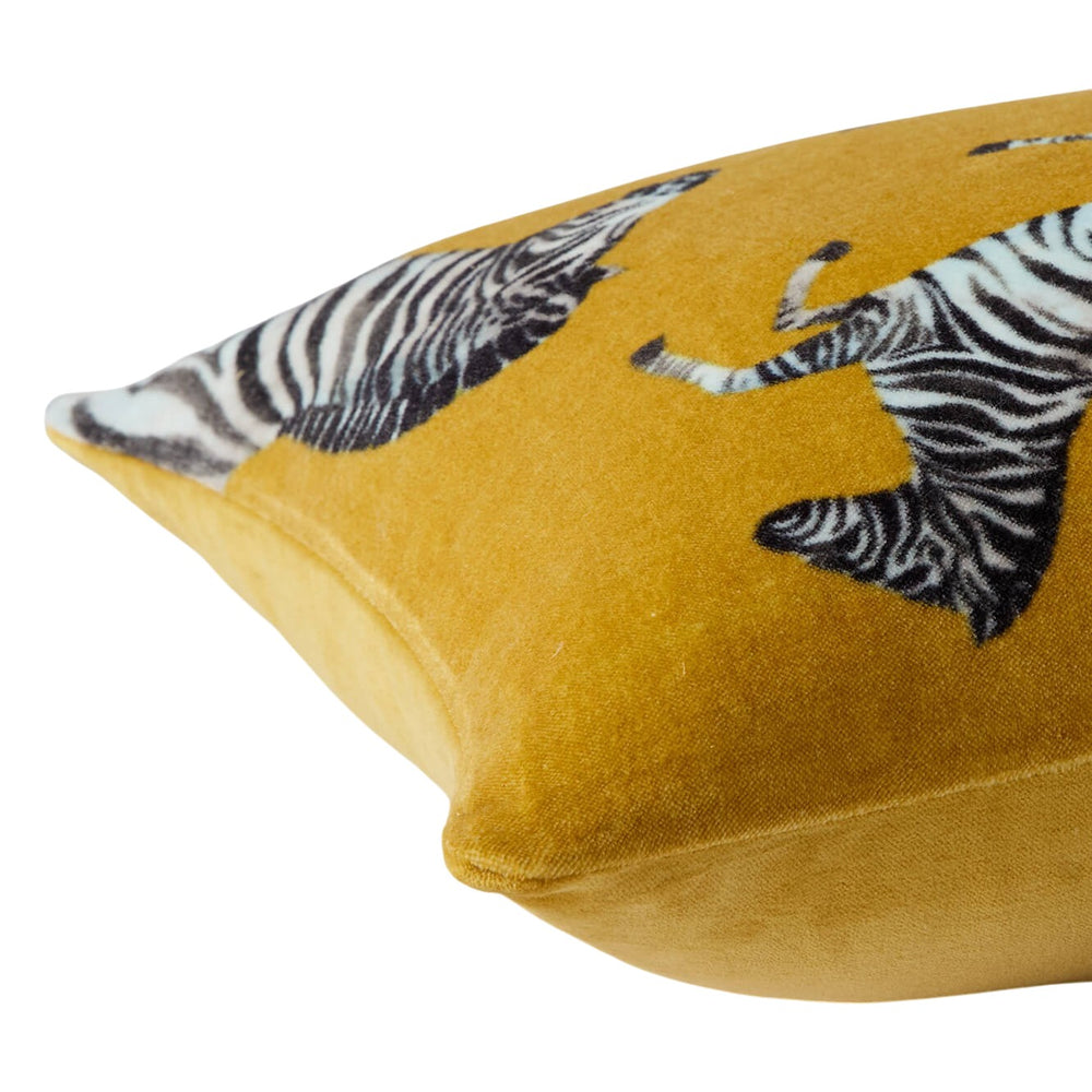 Velvet Watercolor Zebra Lumbar Pillow
