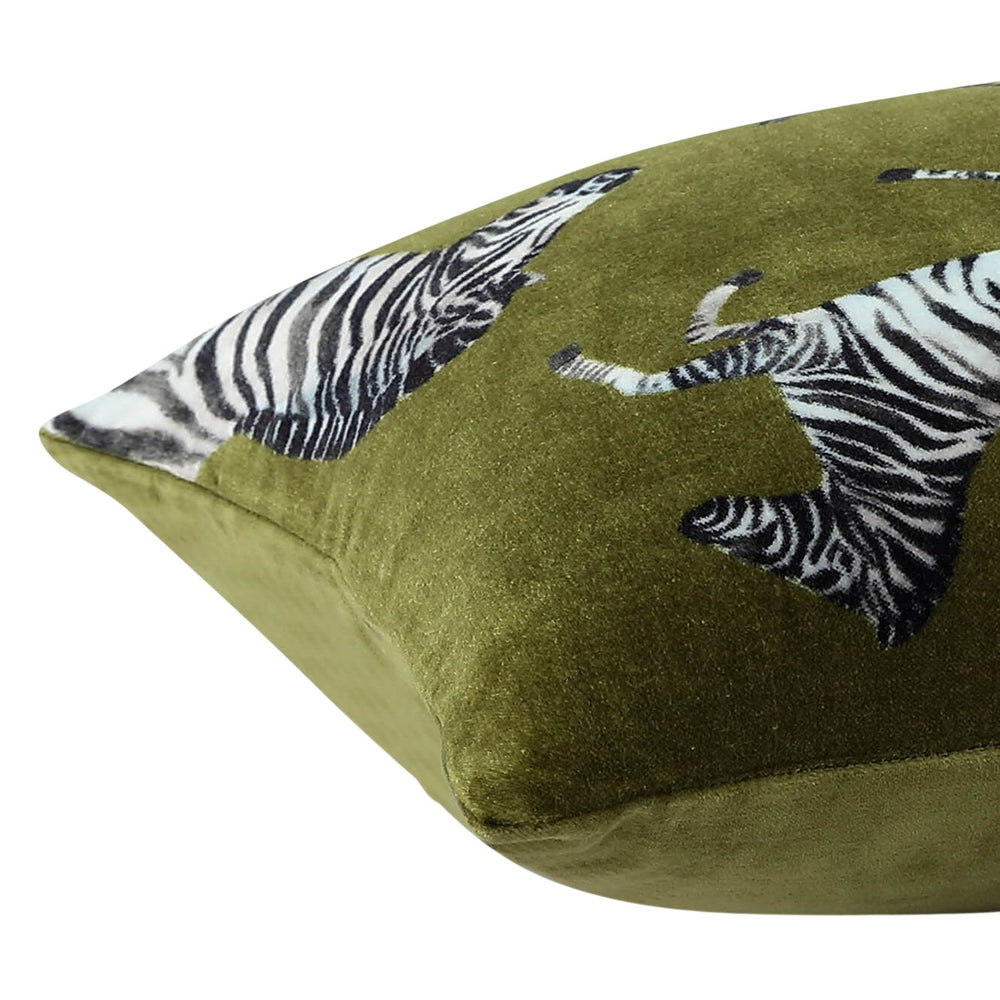 Velvet Watercolor Zebra Lumbar Pillow