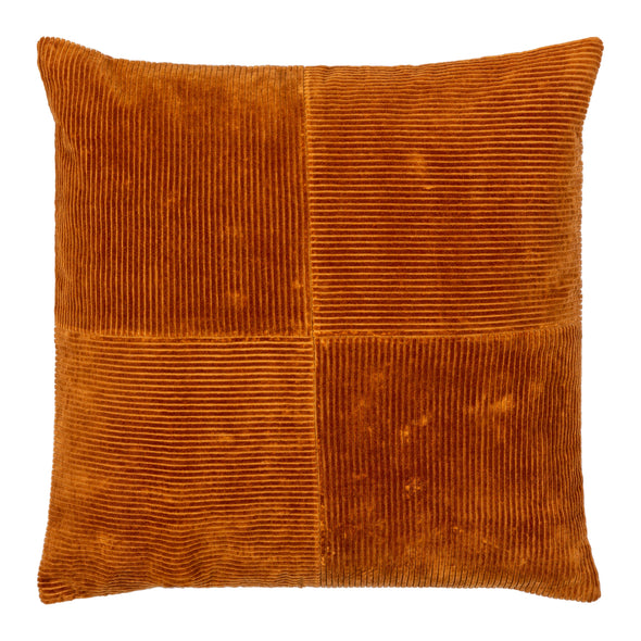 Rust / Down / Medium: 20 in W x 20 in H Corduroy Quarters Pillow OPEN BOX