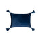 Cotton Velvet Lumbar Pillow with Tassels  option Navy