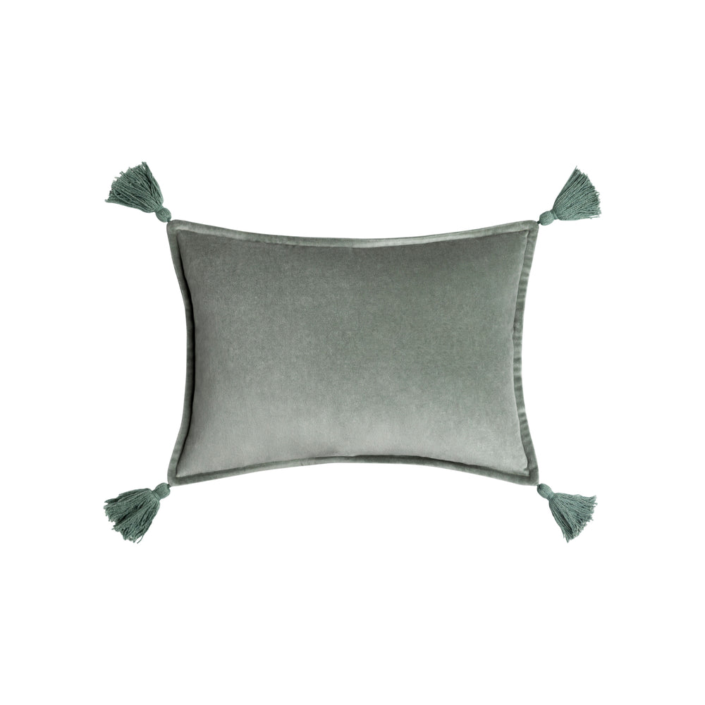 Cotton Velvet Lumbar Pillow with Tassels