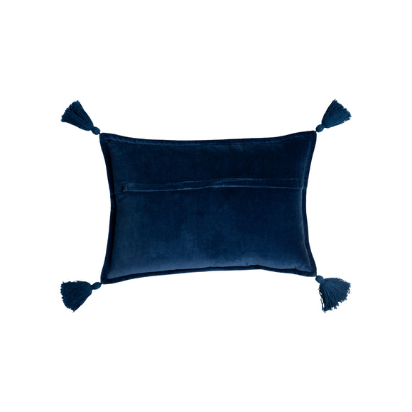 Cotton Velvet Lumbar Pillow with Tassels
