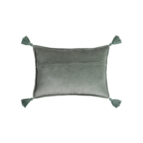 Cotton Velvet Lumbar Pillow with Tassels