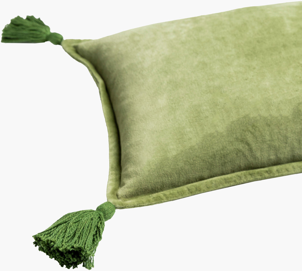 Cotton Velvet Lumbar Pillow with Tassels