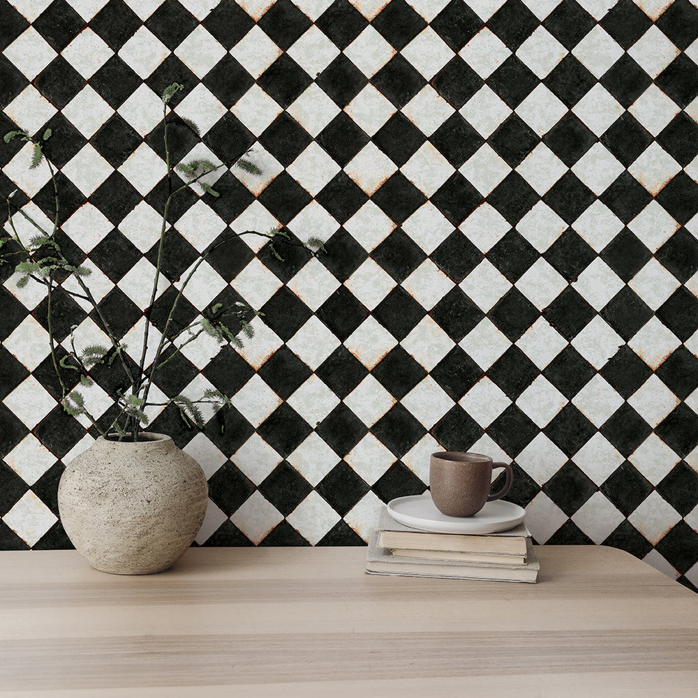 Vintage Check Peel and Stick Wallpaper