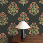 Block Floral Grasscloth Wallpaper