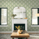 Block Floral Grasscloth Wallpaper