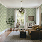 Block Floral Grasscloth Wallpaper