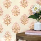 Block Floral Grasscloth Wallpaper