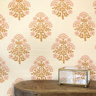 Block Floral Grasscloth Wallpaper