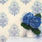 Block Floral Grasscloth Wallpaper