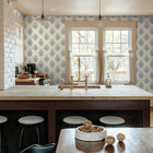Block Floral Grasscloth Wallpaper