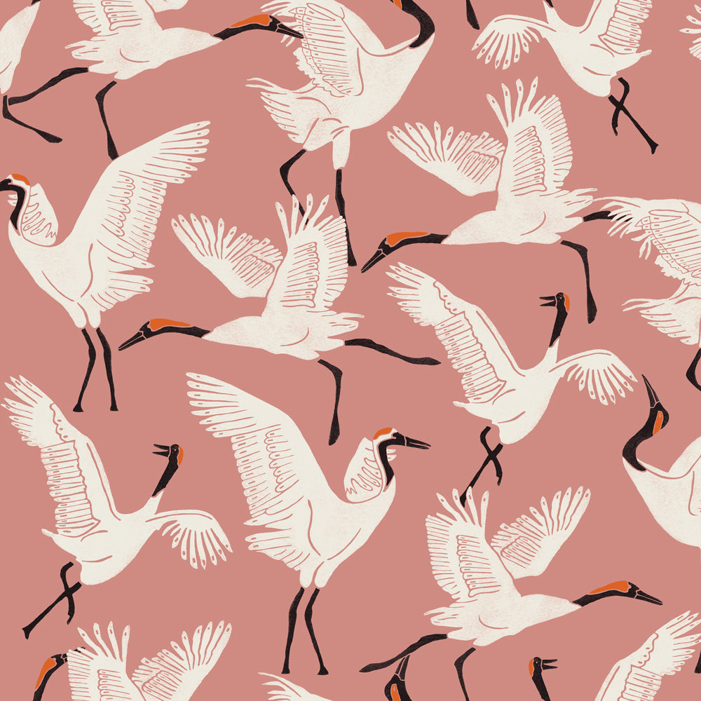 Family of Cranes Peel and Stick Wallpaper