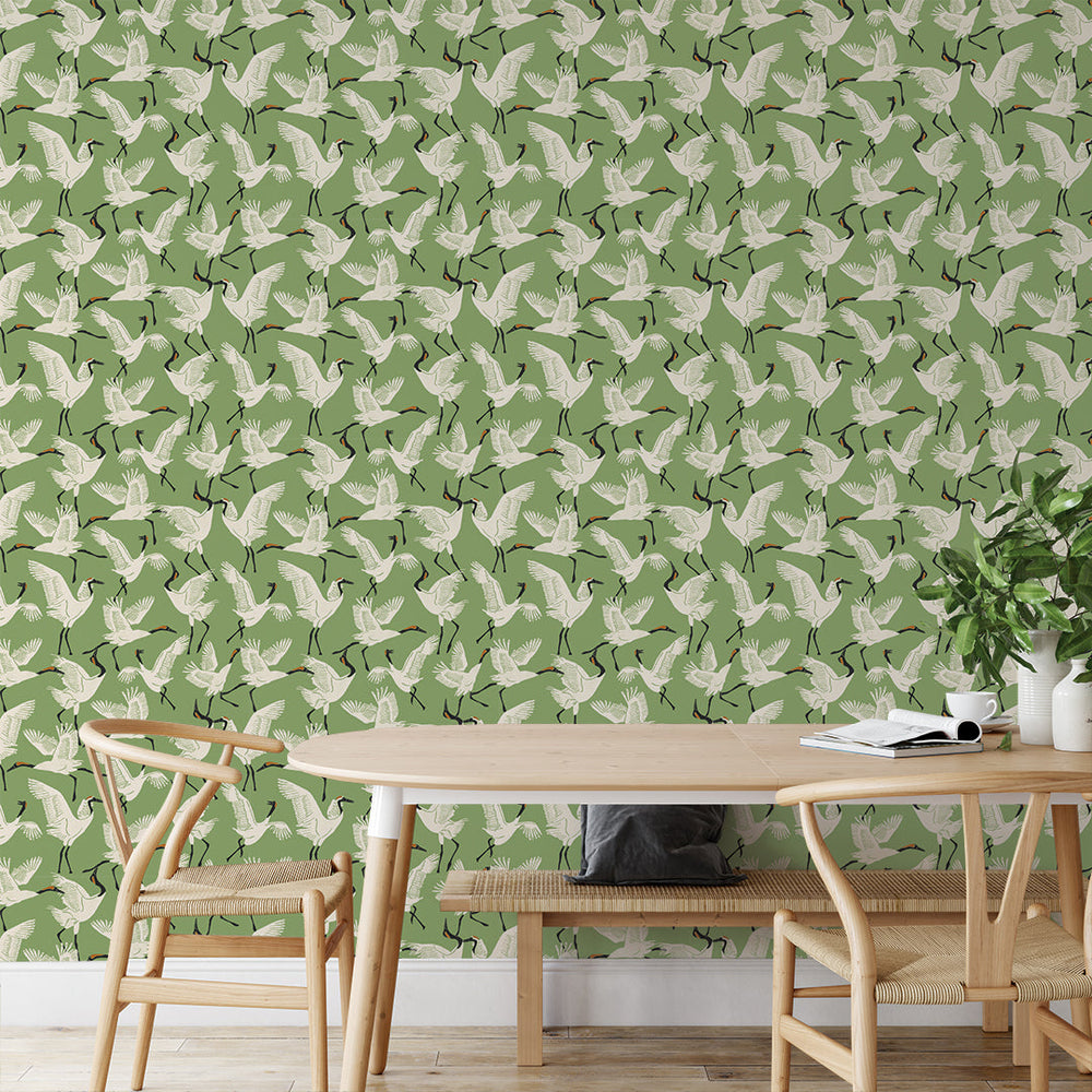 Family of Cranes Peel and Stick Wallpaper