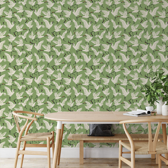 Family of Cranes Peel and Stick Wallpaper