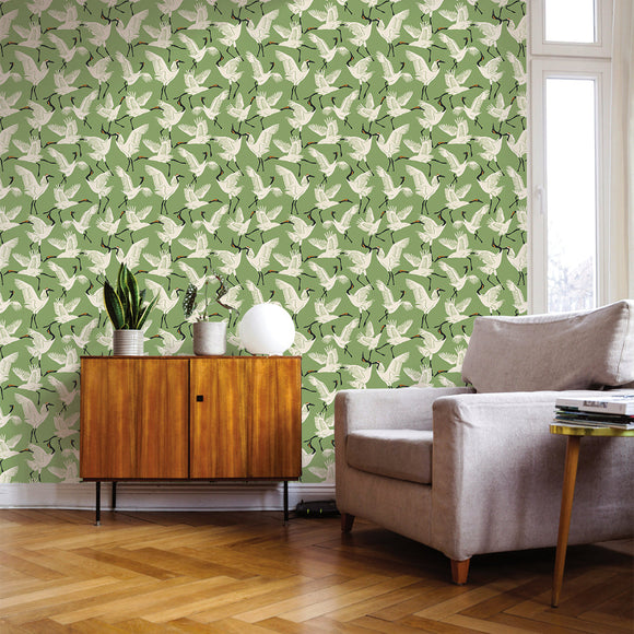 Family of Cranes Peel and Stick Wallpaper