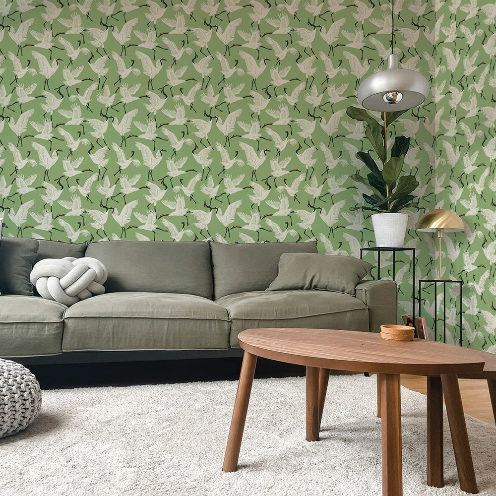 Family of Cranes Peel and Stick Wallpaper