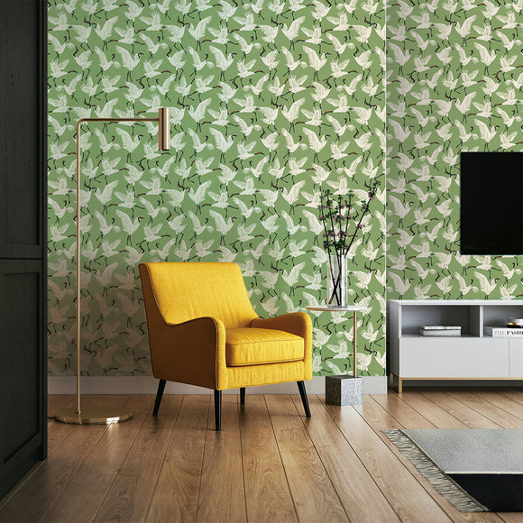 Family of Cranes Peel and Stick Wallpaper
