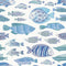 Marine Fish Removable Wallpaper Sample Swatch  option Aqua / White Sample