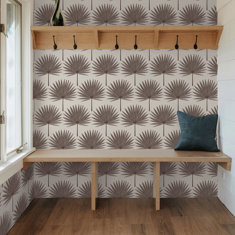 Stamped Palm Peel and Stick Wallpaper