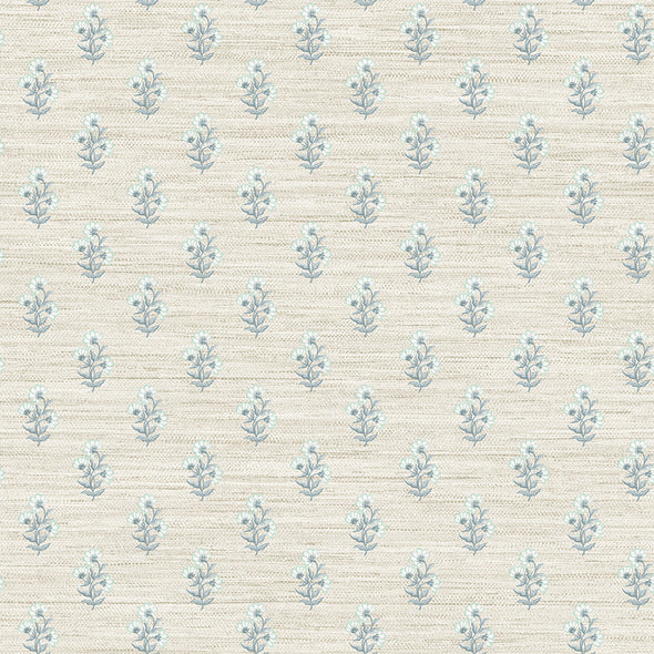 Tiny Blooms Faux Grasscloth Removable Wallpaper Sample Swatch