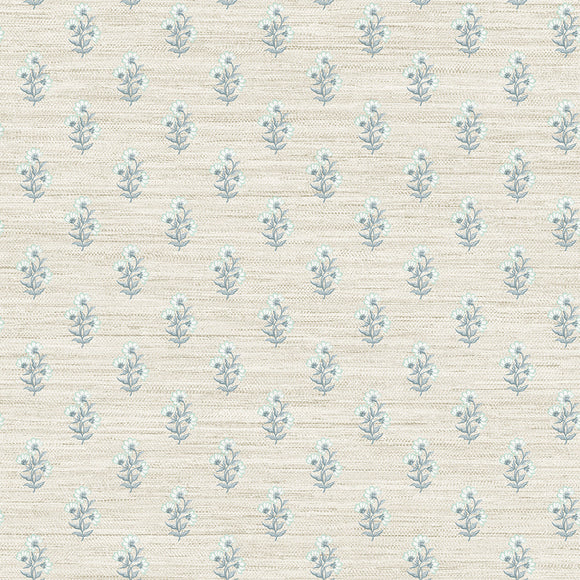 Tiny Blooms Faux Grasscloth Removable Wallpaper Sample Swatch