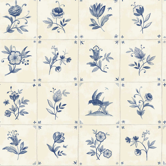 Azulejo Tile Textured Peel and Stick Wallpaper Sample Swatch