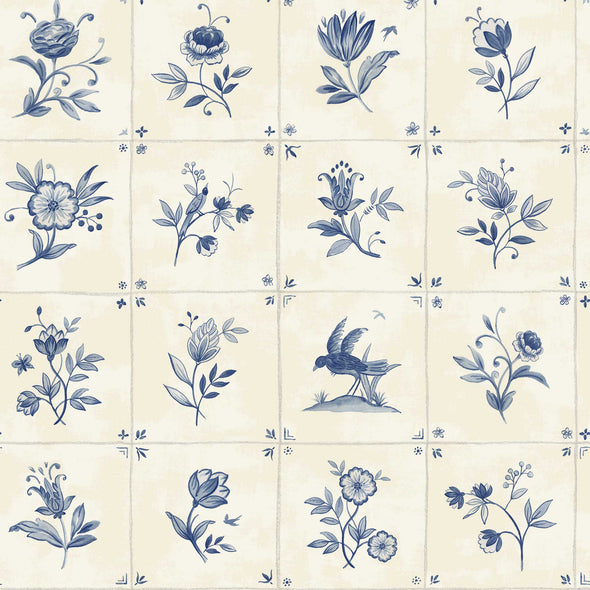Azulejo Tile Textured Peel and Stick Wallpaper Sample Swatch