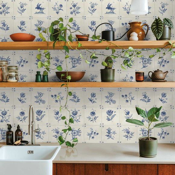 Azulejo Tile Textured Peel and Stick Wallpaper