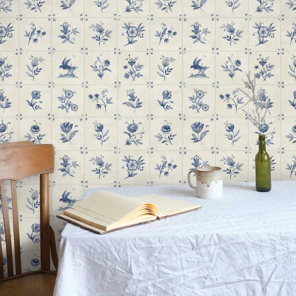 Azulejo Tile Textured Peel and Stick Wallpaper
