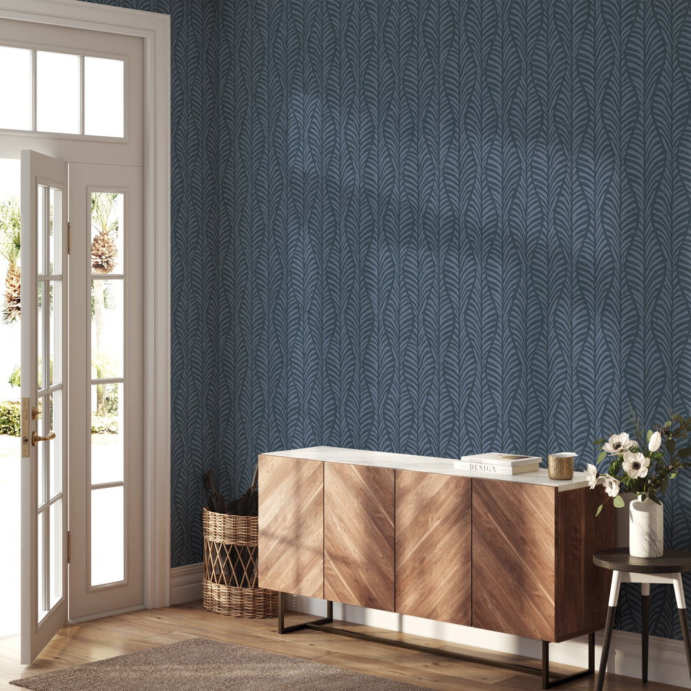 Block Print Leaves Peel and Stick Wallpaper