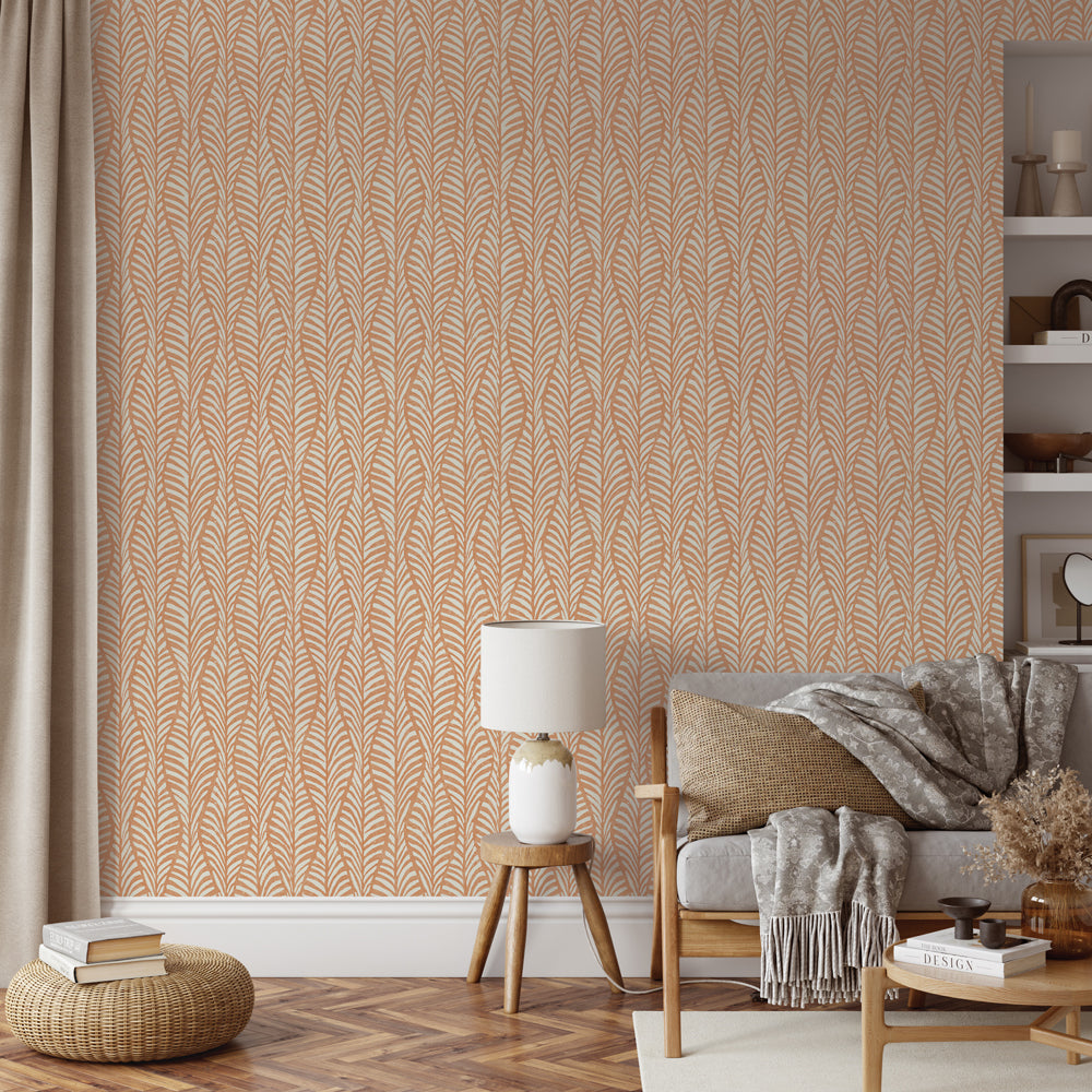 Block Print Leaves Peel and Stick Wallpaper