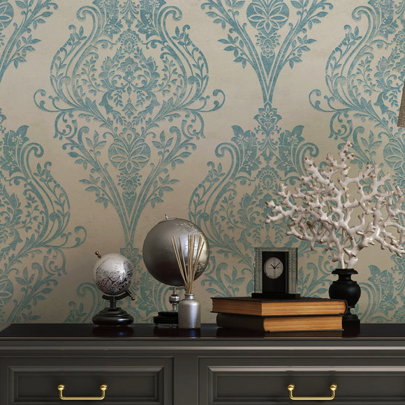 Estate Damask Unpasted Wallpaper