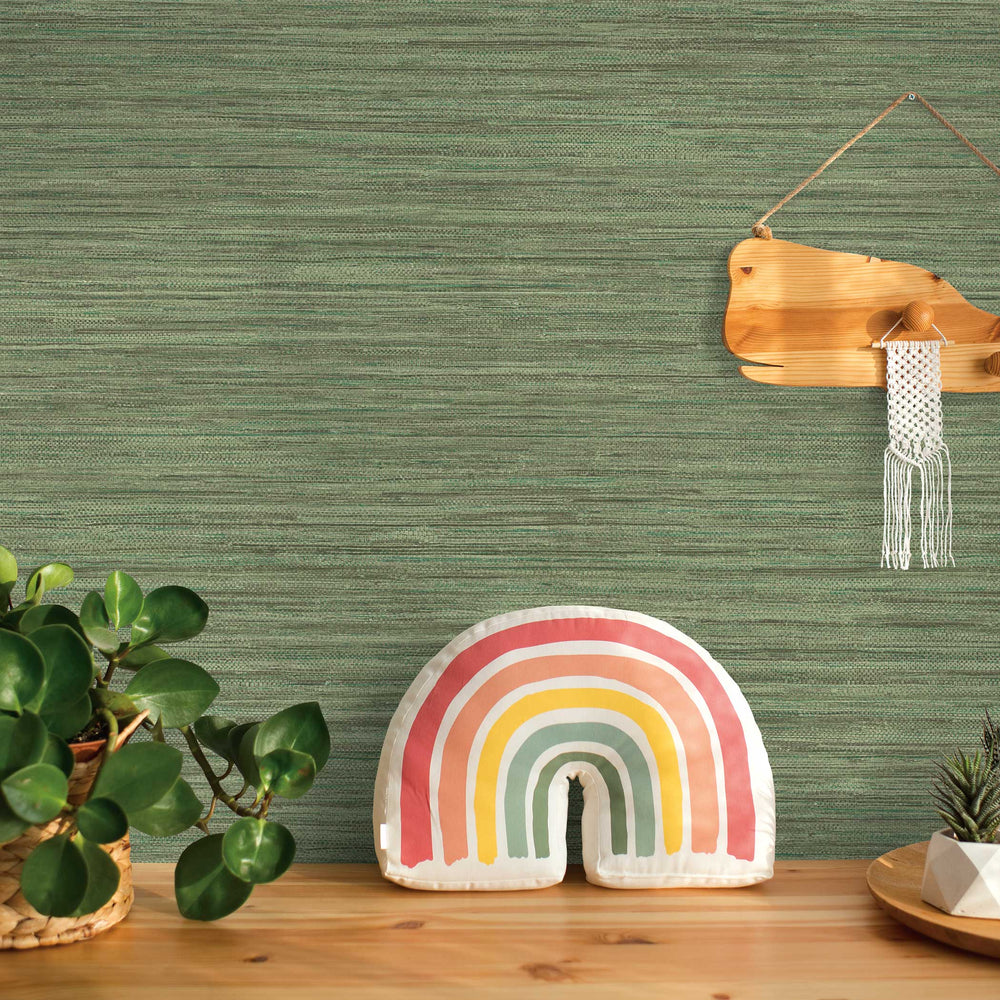 Horizontal Faux Grasscloth Peel and Stick Wallpaper