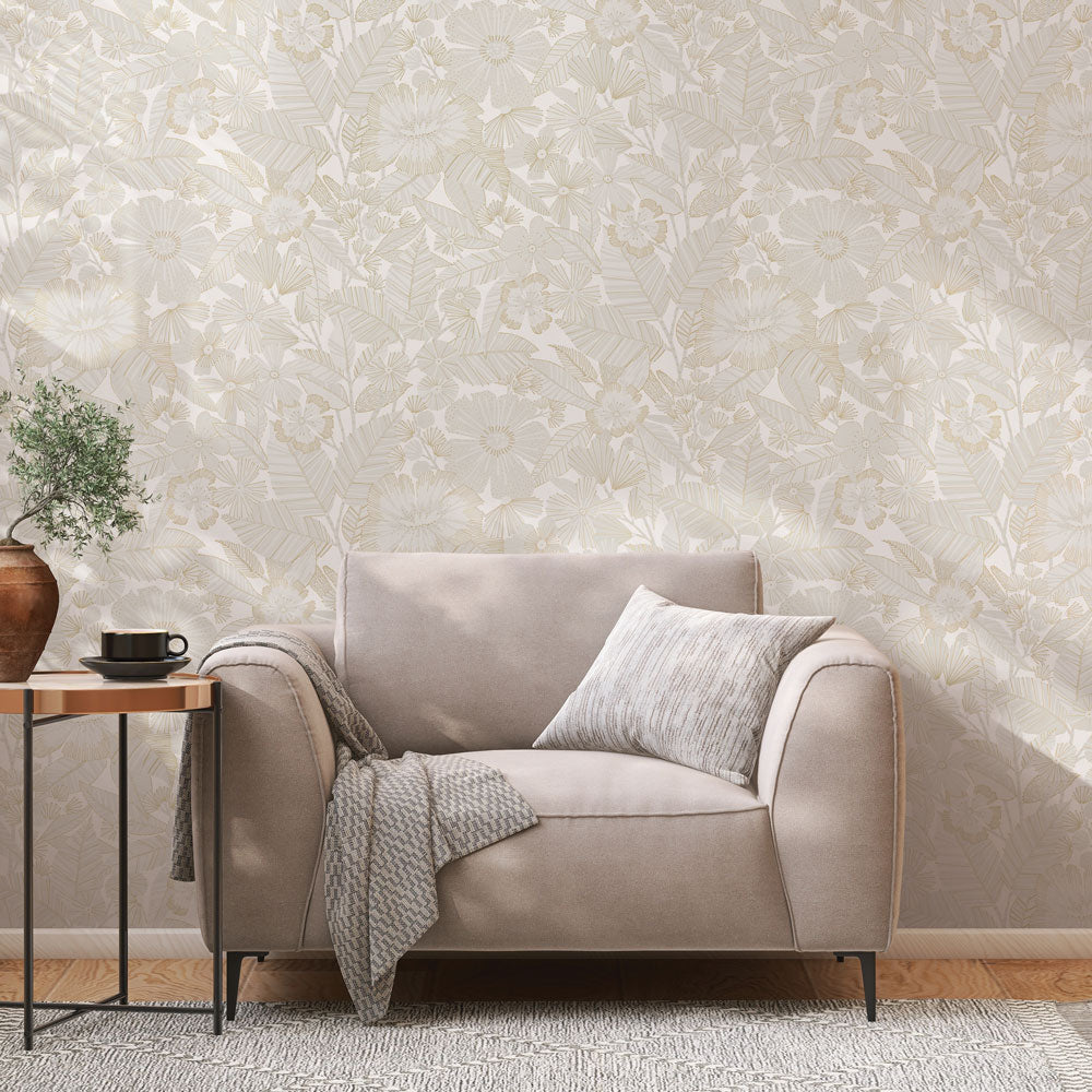 Metallic Bloom Peel and Stick Wallpaper